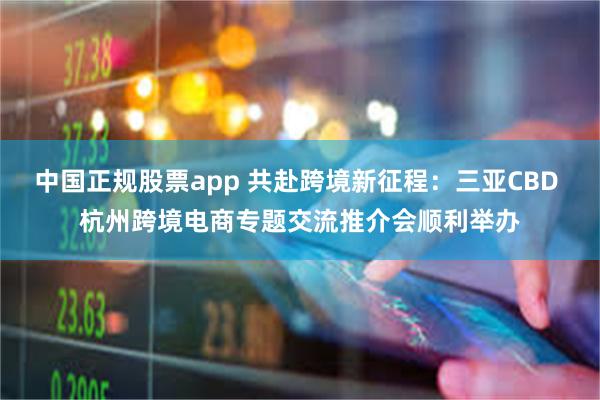 中国正规股票app 共赴跨境新征程：三亚CBD 杭州跨境电商专题交流推介会顺利举办