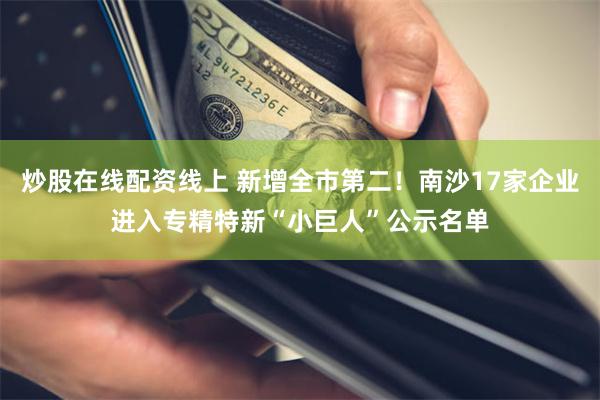 炒股在线配资线上 新增全市第二！南沙17家企业进入专精特新“小巨人”公示名单